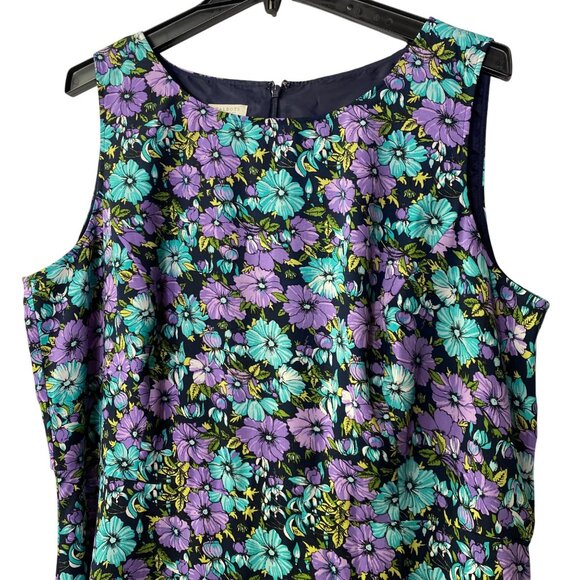 Talbots Floral Sleeveless A-Line Dress With Purple &‎ Blue Flowers Pattern 16W - Picture 5 of 7